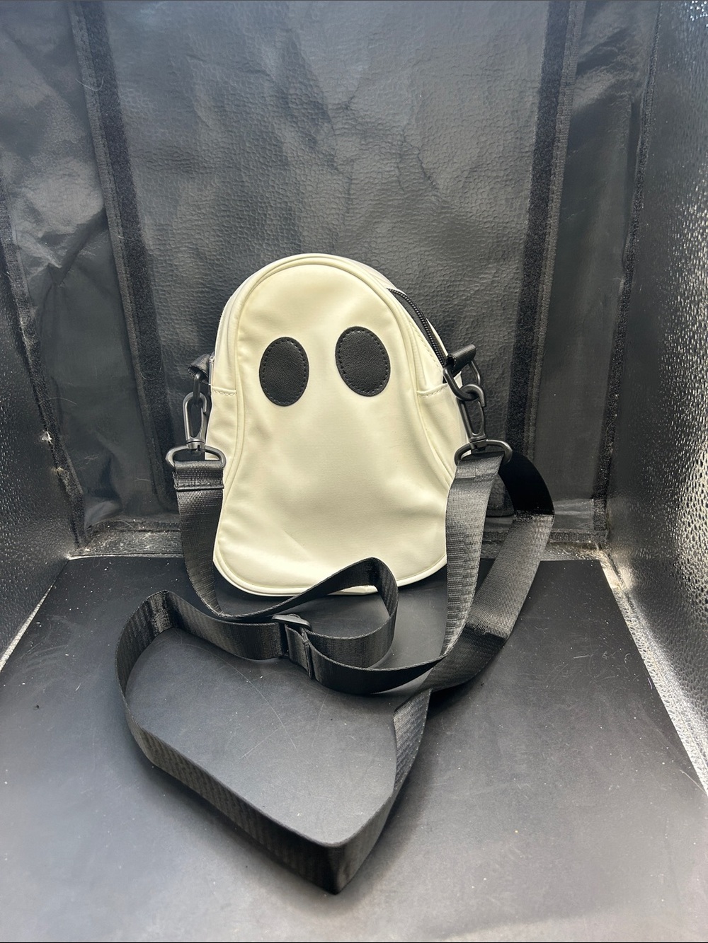 Playful Ghost Crossbody Bag in Cream and Black